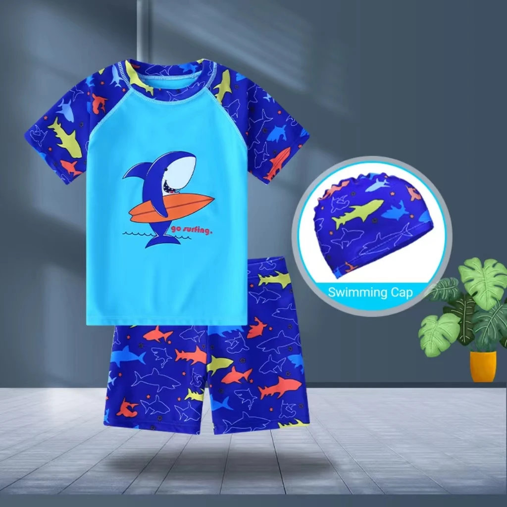 Children's Swimming Costume Three-Piece Boys and Girls New Small and Medium-Sized Children's Split Boy's Swimsuit Suit Suit