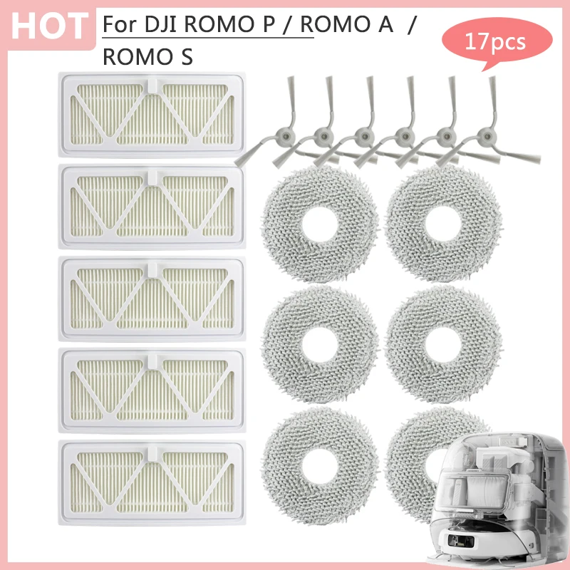 Para DJI ROMO P / ROMO A / ROMO S Robot aspirador filtro Hepa Cepillo Lateral paño de fregado trapo accesorios para el hogar