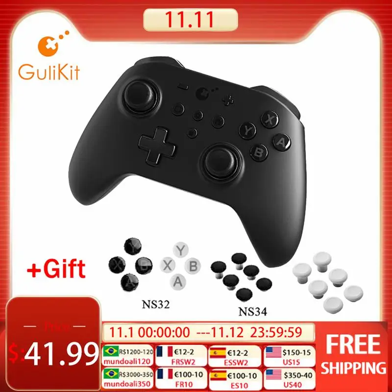 Top! GuliKit NS08 KingKong 2 Controller Wireless Bluetooth No Drifting Gamepad Joystick for Nintendo Switch Windows Android