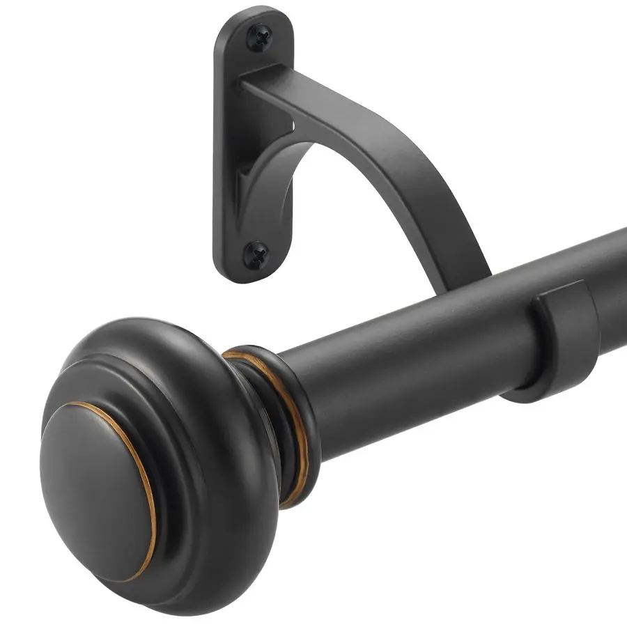 

Карнизы для окон, диаметр 1 дюйм, с декоративными наконечниками из смолы, идеальные регулируемые прочные одинарные карнизы для штор