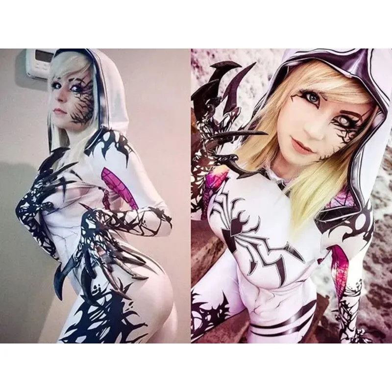 Halloween Adults Kids Spider Gwenom Suit Gwen Cosplay Costume Female Girls Woman Superhero Zentai Bodysuit