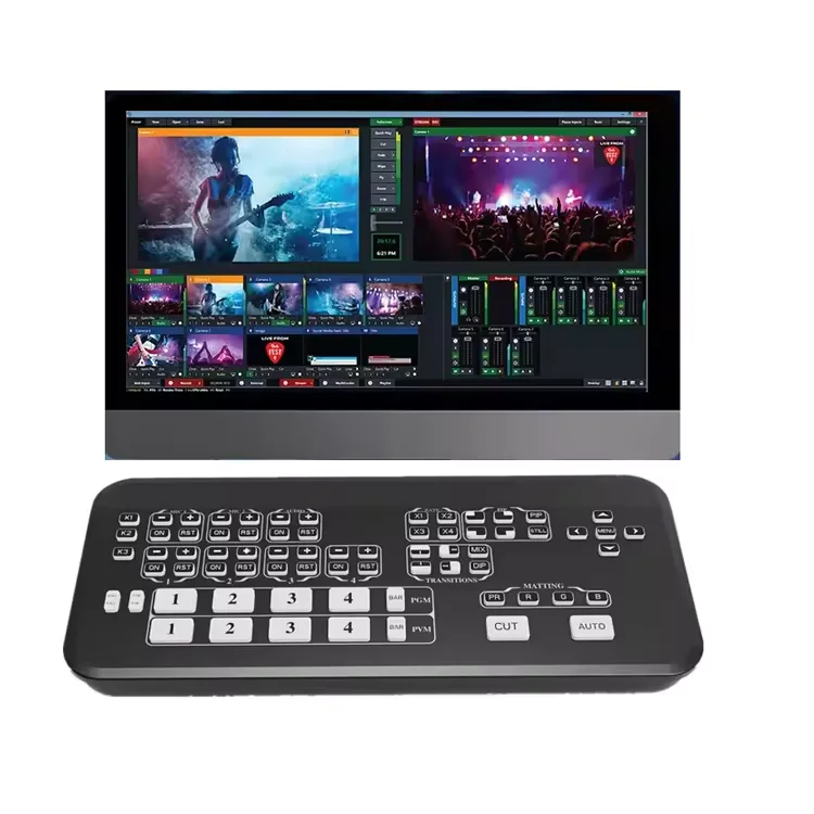 Mixer Mini Multi-Format Video Mixer Switcher 4 HD-MI Inputs with USB 3.0 Live Streaming Video Switcher