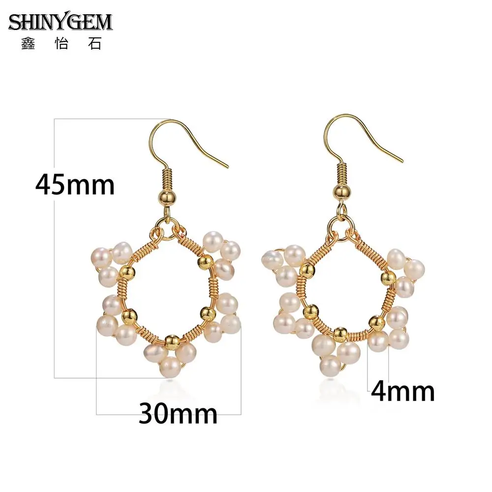 SHINYGEM Baroque Natural Freshwater Genuine Earrings for Women 14k Gold Plated Hand Wound Wire 925 Silver Ear Stud Accessory2026