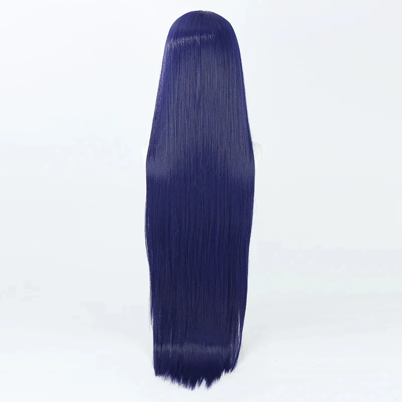 Arknights CH‘EN The Holungday Cosplay Wig Chalter 105cm Long Dark Blue Heat Resistant Synthetic Hair Halloween Role Play Party