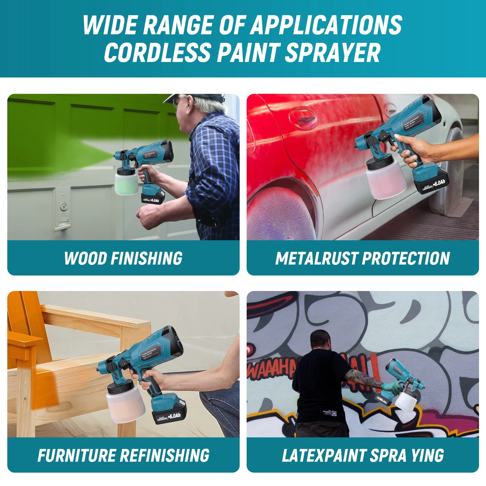 1000ML Cordless Spray Gun For Makita BL1830 Battery18V Rechargeable Battery Paint Gun Spray Wireless