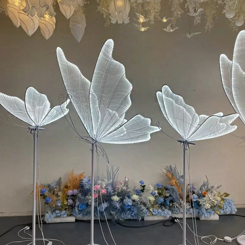 PLLY Modern Wedding Hanging Butterflies Acrylic light LED Standing Lamp for Creative Road Load Walkway on Party Stage