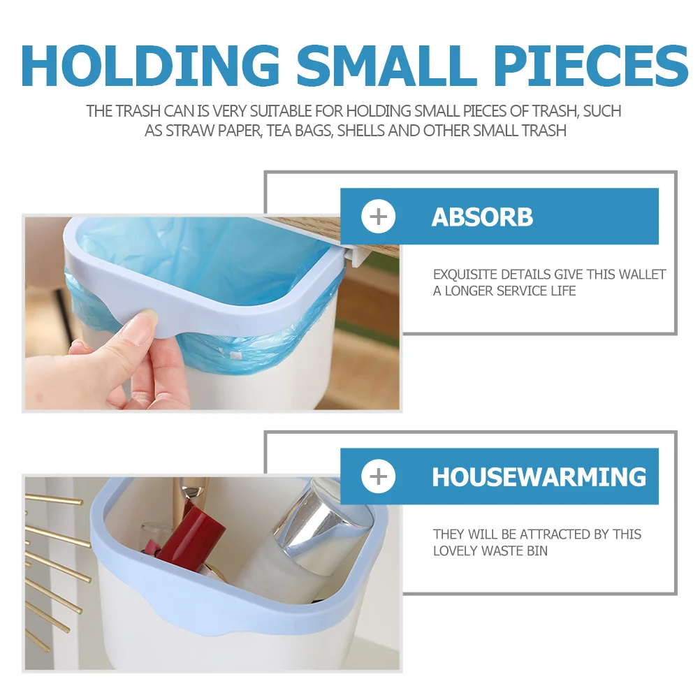 under Desk Drawer Trash Waste Bin for Office Hidden Holder Kitchen Garbage Pull-out Dustbin Desktop Plastic Storage Bucket