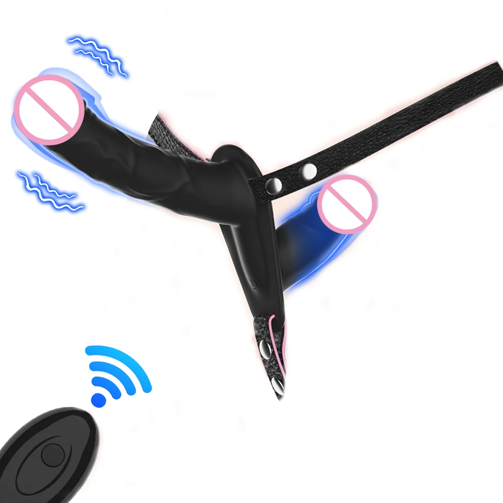 Double Head Artificial Penis Wearable Electric Strapon Vibrator For Lesbian Vibrating Sex Toys Strap On Belt Dildos For Girl