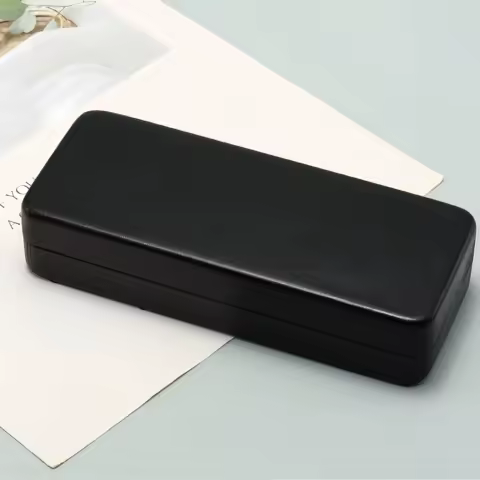 Rectangular Simple Black Flip-Top Glasses Storage Box, Pressure-Resistant Portable Metal Hard-Shell Glasses Case