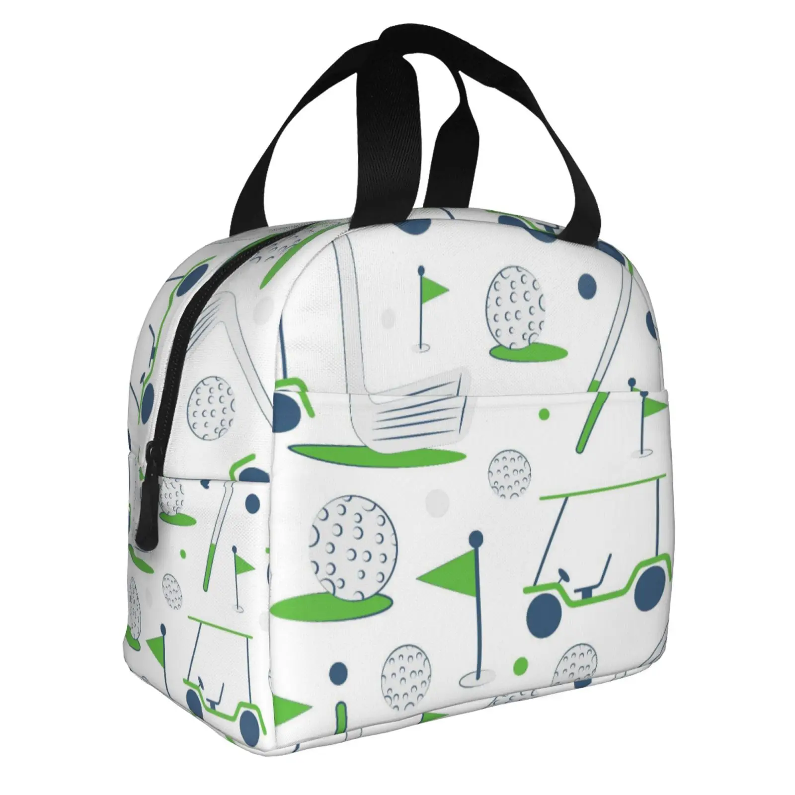 Golf Enthusiast Sports Pattern Insulated Lunch Box Leak-proof Thermal Cooler Lunch Bag for Men Women Kids Work Trip Picnic