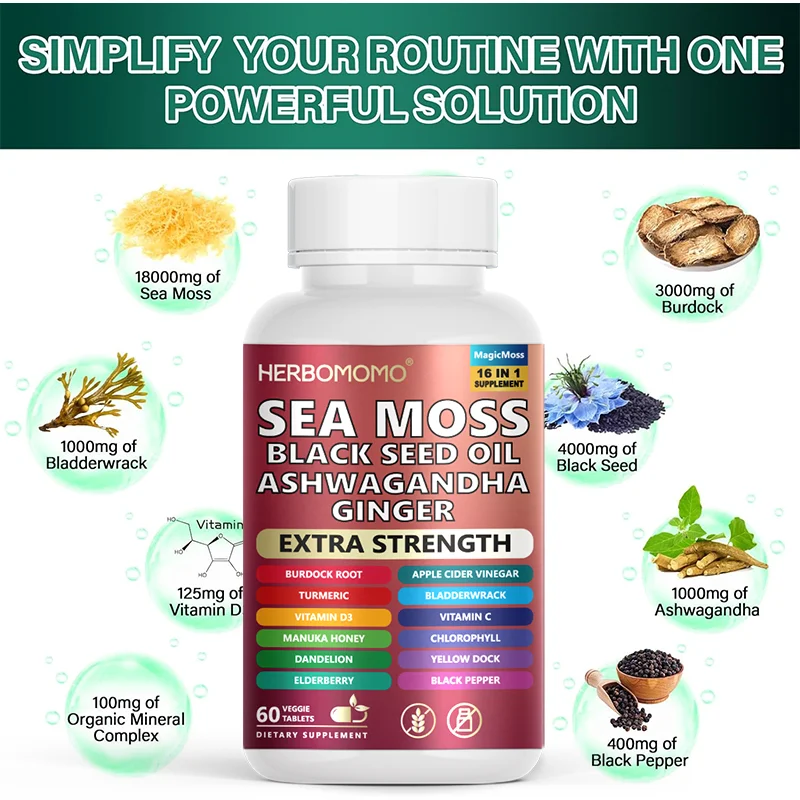 Sea Moss Supplement All in 1 Non - Artificial Supports For Energy, Reproductive Health Natural Energizer