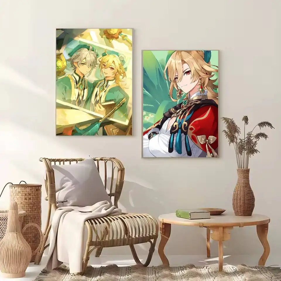 جينشين إمباكت كافيه الهيثم ملصق ذاتي اللصق فني مقاوم للماء ورقة ملصق مقهى بار غرفة النوم جدار ديكور