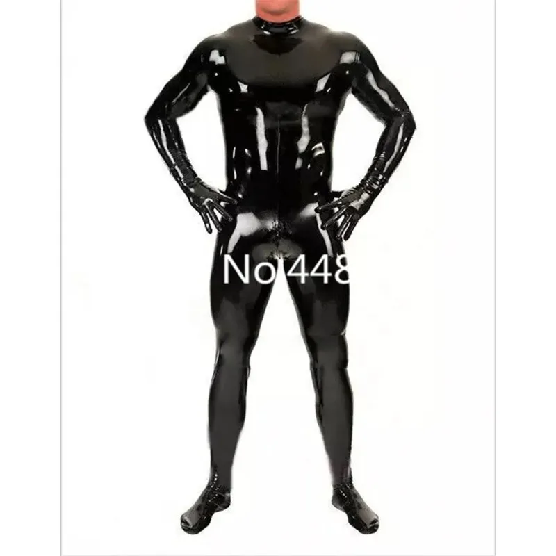 

Nature Latex Catsuit Men Zentai Bodysuit With Gloves &Socks Back Zip Party Wear Customized XS-XXXL