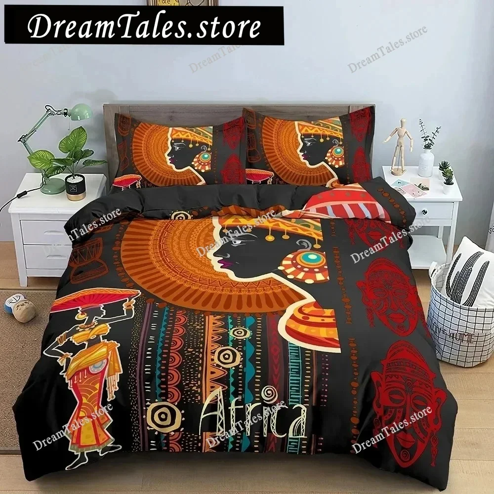 African Ethnic Orange Bohemian Style Duvet Cover Pillow Case Bedding Set Quilt Cover Double Bed Home Textile Luxury Gift741