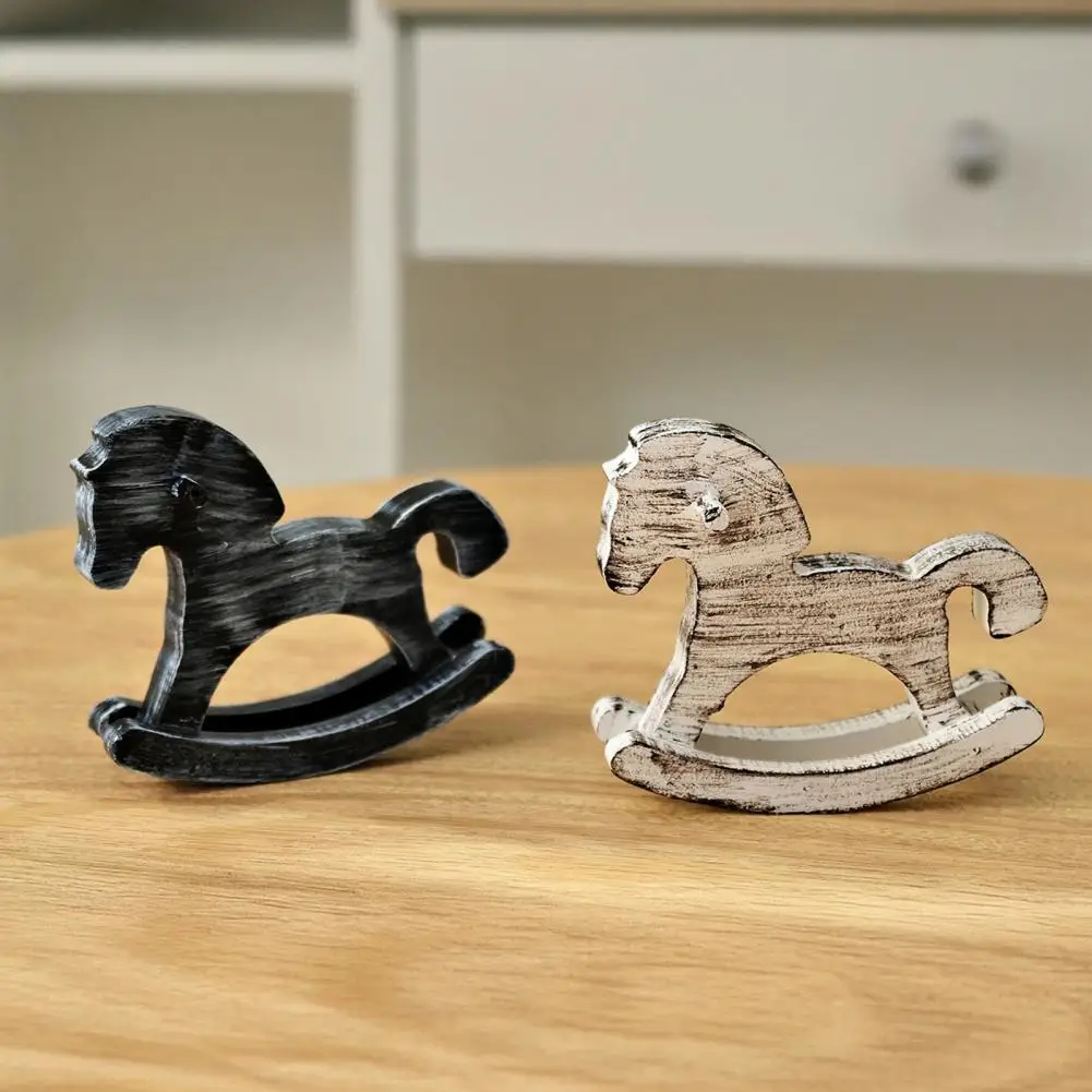 Horse Ornament Hand-painted Wood Horse Figurine Vintage Miniature Horse Statue Desktop Decoration Ornament for Home Office