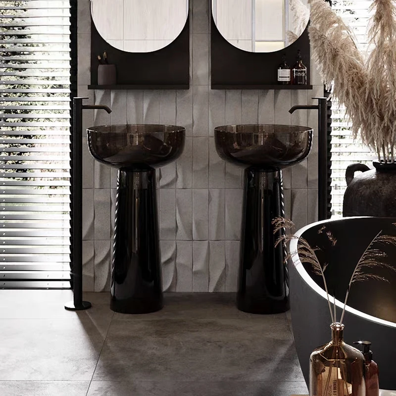Modern minimalist style washbasin, floor standing washbasin, resin pillar basin, personalized washbasin BB127TT