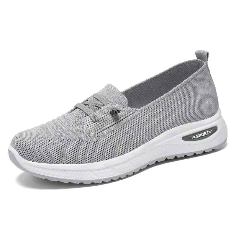 Spring New Flat-bottomed Middle-aged and Elderly Mother Shoes, Light Pedal with One Foot, Hollow and Light Mesh Shoes