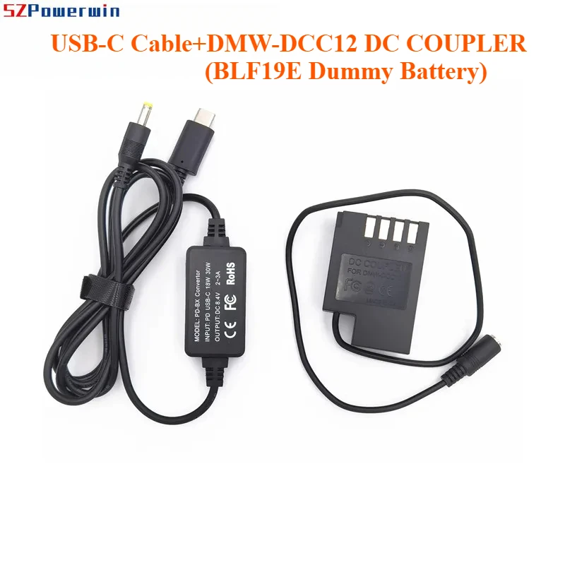 USB Type-C PD+DMW-DCC12 DCC12 DC COUPLER DMW-BLF19E Dummy Battery For Panasonic Lumix GH4 GH5 GH5II DMC-GH3 DMC-GH3GK DMC GH3 G9