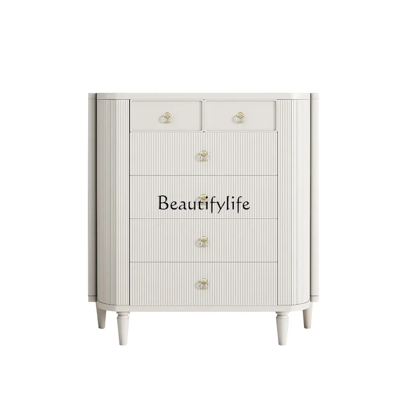 

pg46Modern French Light Luxury Solid Wood Entrance Cabinet Cream Wind Bedroom Living Room Decorative Storage Side Cabinet