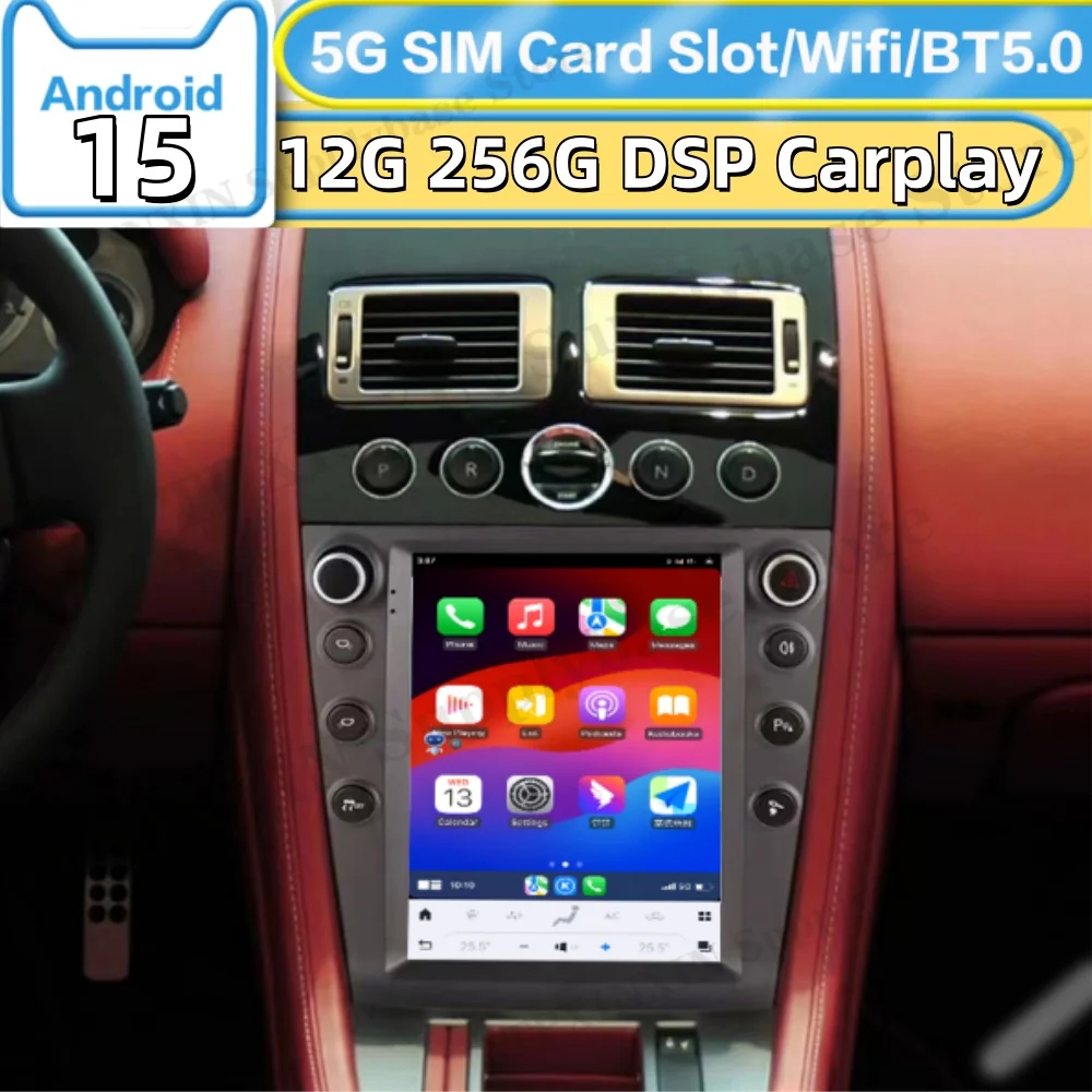 9.7 Inch Android 15 Smart HD Screen For Aston Martin 2005~2015 GPS Navigation Car Radio Video Stereo Receiver Carplay Head Unit
