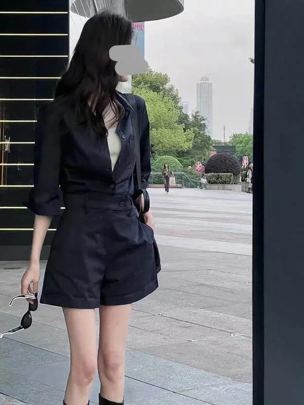 Retro Hong Kong Style Casual Versatile Short Pants Women's Summer High Waist Wide Leg Suit High Waist Slimming D2758