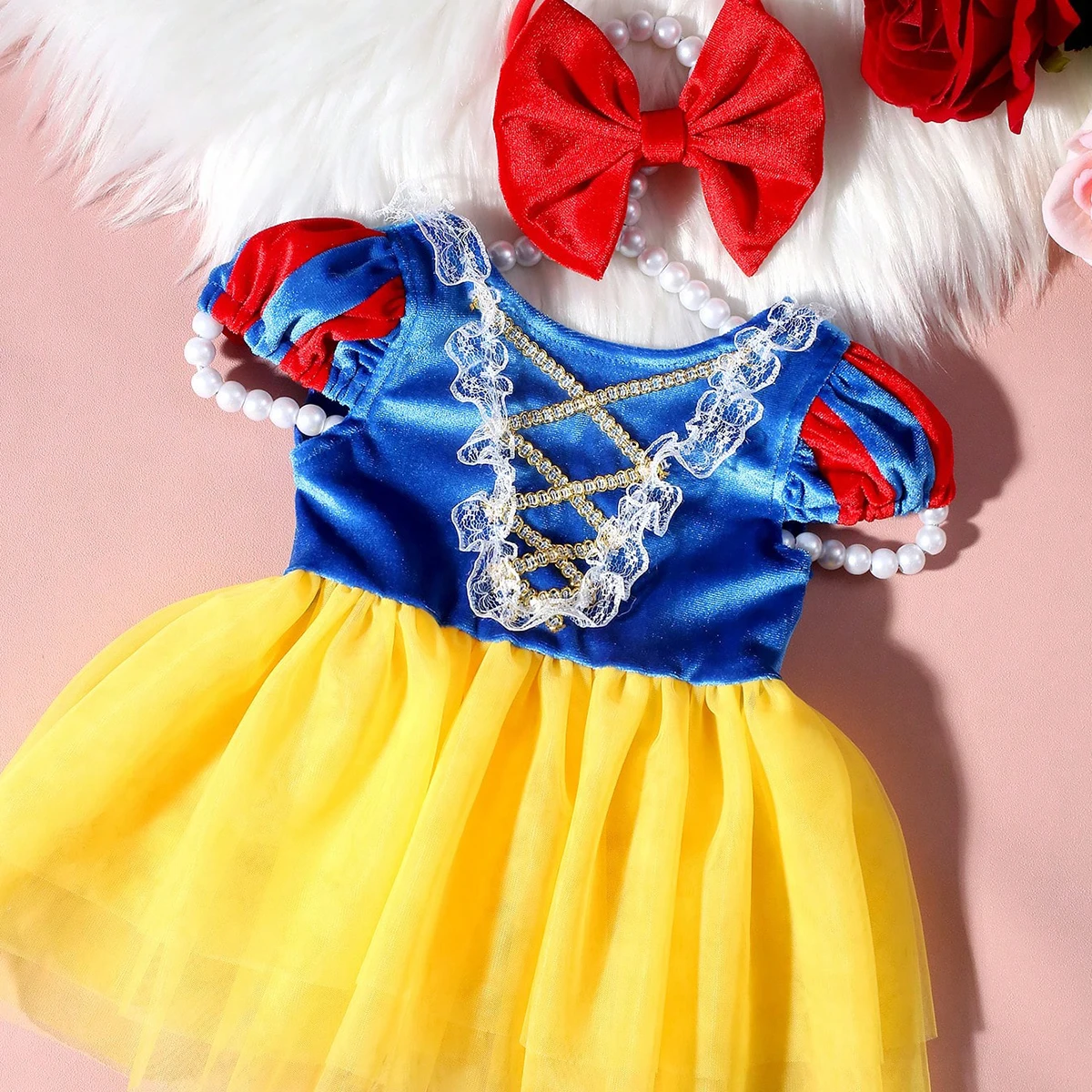 newborn princess dress Disney Princess Cinderella Infant Baby Girls Cosplay Bodysuit With Skirt Overlay & Headband Outfit Set Pastel Blue 18 Months