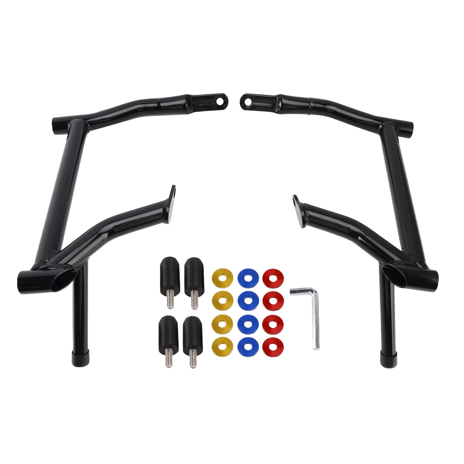Topteng Saddlebag Guard Crash Bar Frame Protector Bumper Black For Glide Flht Flhx 14-23