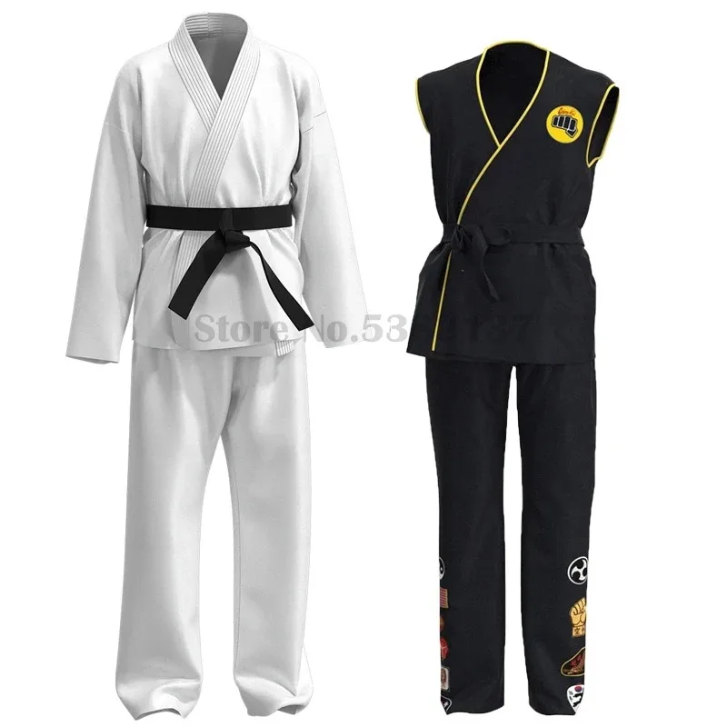 Uniforme de Karate Kid Cobra Kai, disfraz de Cosplay para niños y adultos, Top, pantalones, trajes, traje de fiesta de Carnaval y Halloween, puesta en escena