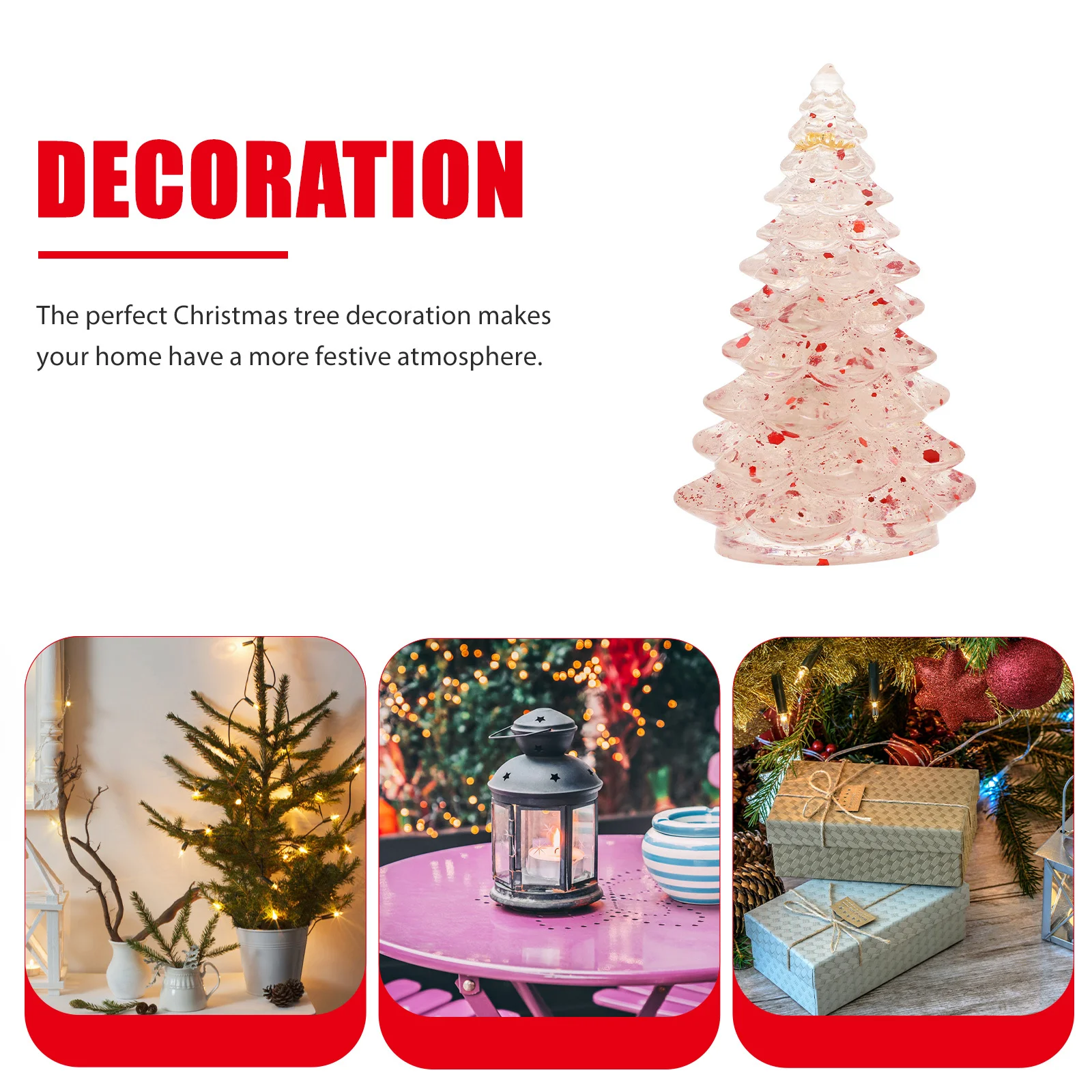 

Crystal Resin Small Xmas Tree Desktop Decoration Mini Christmas Tabletop Resin Craft Festive Holiday Village Decor
