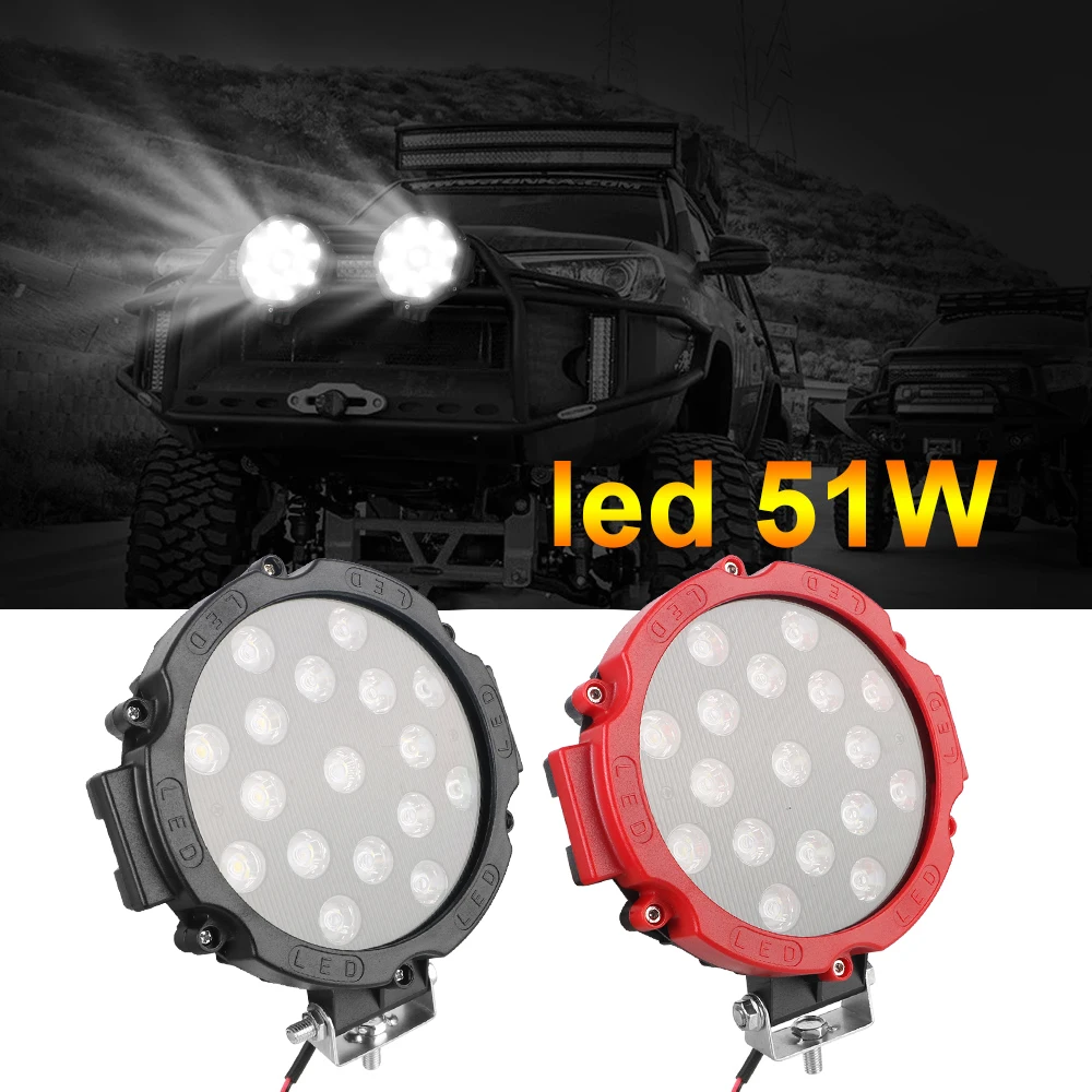 

Для грузового трактора 4x4 Off Road Spot Beam Автомобильный Стайлинг Дальний фонарь 51 Вт Светодиодный рабочий фонарь 7-дюймовый круглый светодиодный светильник