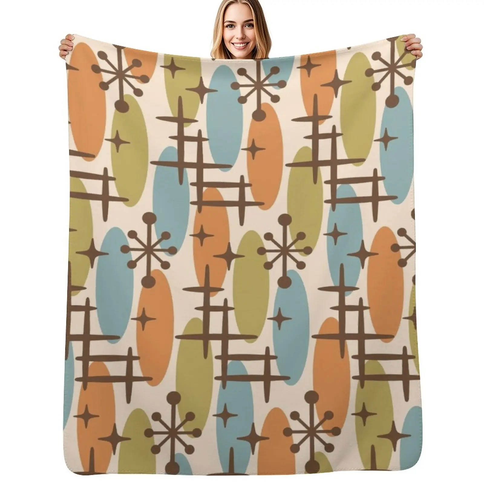 

Colorful Mid Century Modern Cosmic Surfer Pattern 135 Throw Blanket Soft Bedroom Blanket for Night Sleeping