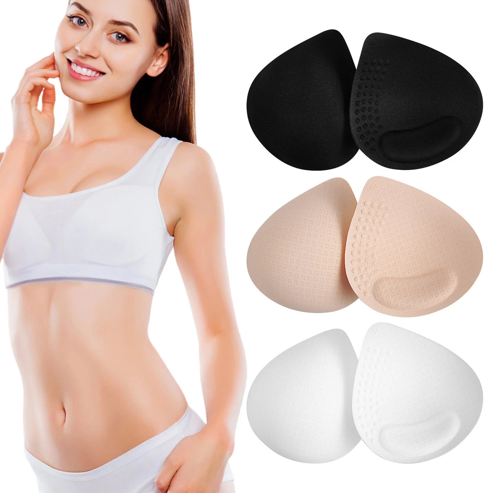 

3 Pairs Bra Pads Inserts Sports Replacement Padding Protectors Soft Comfort Moisture Wicking Breathing Holes
