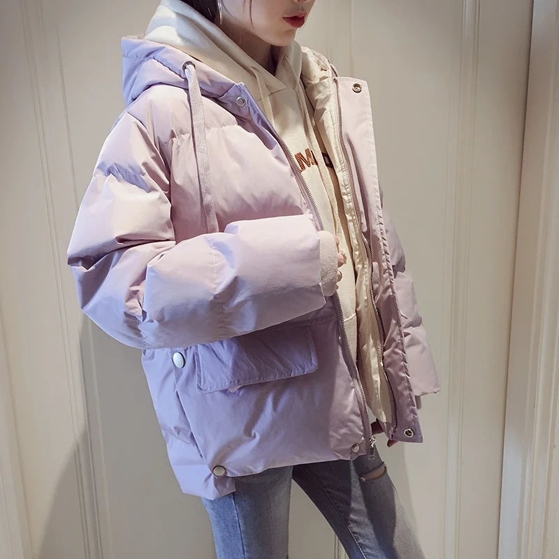 

New Loose Thickened Hooded Cotton Coats Parkas Down Jackets Women Winter Clothes Coat Bubble Short Puffer Jacket Streetwear