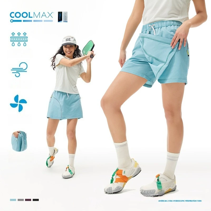 

Женские спортивные шорты-юбка Coolmax Moisture: влагоотводящие, дышащие, для активного отдыха, бега, с защитой от просвечивания и быстрым высыханием, комфортные