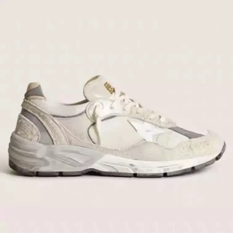 Vintage Silver Thick Bottom Dad Shoes Breathable Dirty Sneakers Star Embroidery Casual Fashionable Leather Interior Sport Shoes