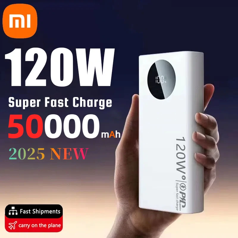 Xiaomi 120W 50000mAh Fast Charging Power Bank High Capacity Powerbank Portable Battery Charger For iPhone Samsung Huawei 2025