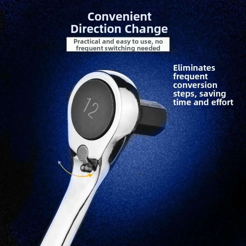 Llave de trinquete de 72 dientes, broca de vaso, llave de doble uso, llave de trinquete de liberación rápida, llave con mango de trinquete, 1 ud.