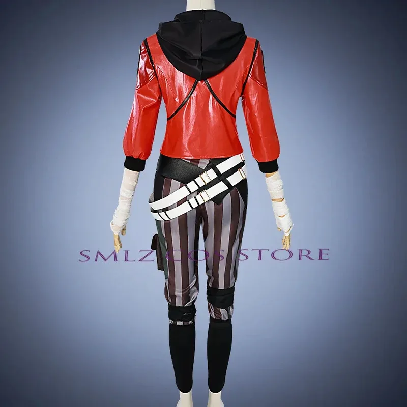 Game LOL Arcane Vi Cosplay Costume Piltover Enforcer Outfit Vi Uniform Red Wig Suit Halloween Carnival Role Play Props Woman
