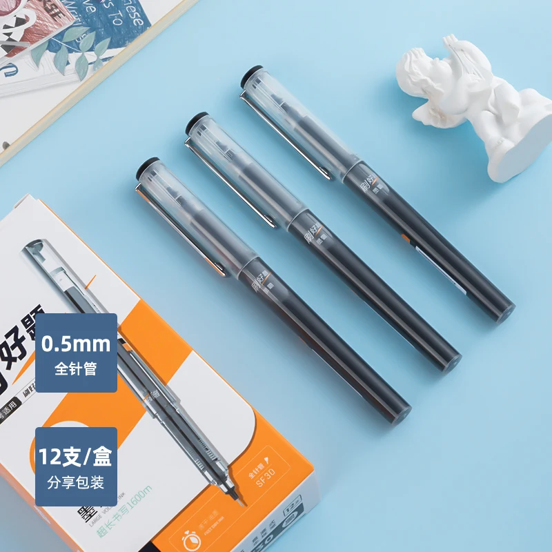Deli-Bolígrafo líquido recto de gran capacidad, bolígrafo de Gel, material escolar, papelería, alta calidad, 0,5mm