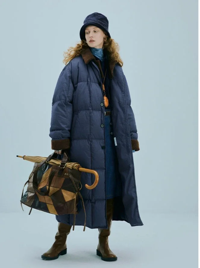 Winter nieuwe donsjas voor dames, oversized commuter-splicing witte eendendons Parker-jas