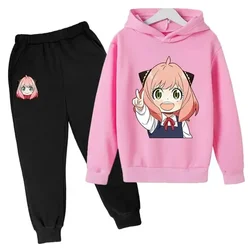 SPY X FAMILY Anya Forger Hoodies suit Girls Kids 2-14 Y Long Sleeve pant Children's Clothing Winter and Autumn Clothing