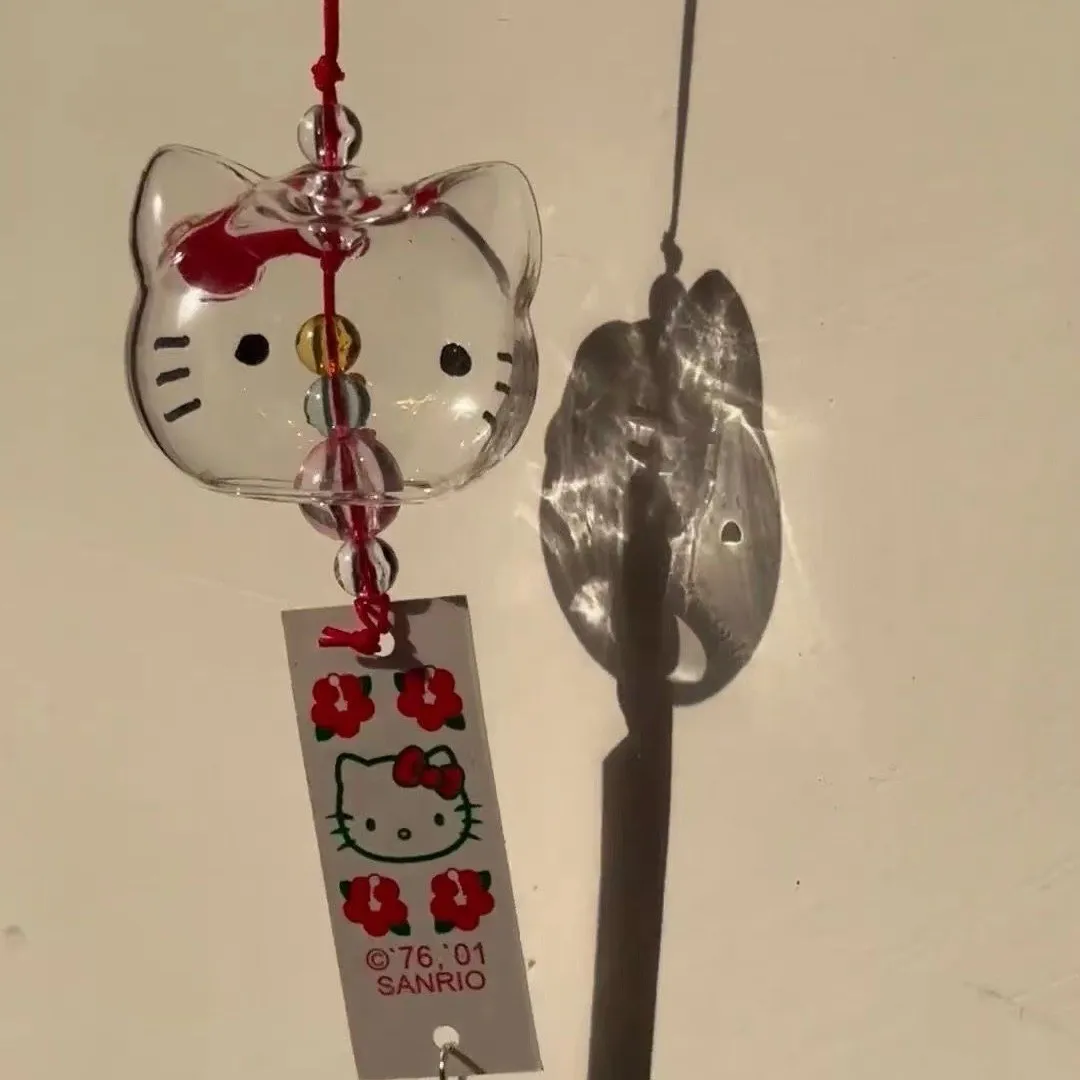 Hot Sanrio HelloKitty Cute Wind Chimes Niche Ins Cartoon Animation Peripheral Light Luxury Mini Car Pendant Accessories Gifts