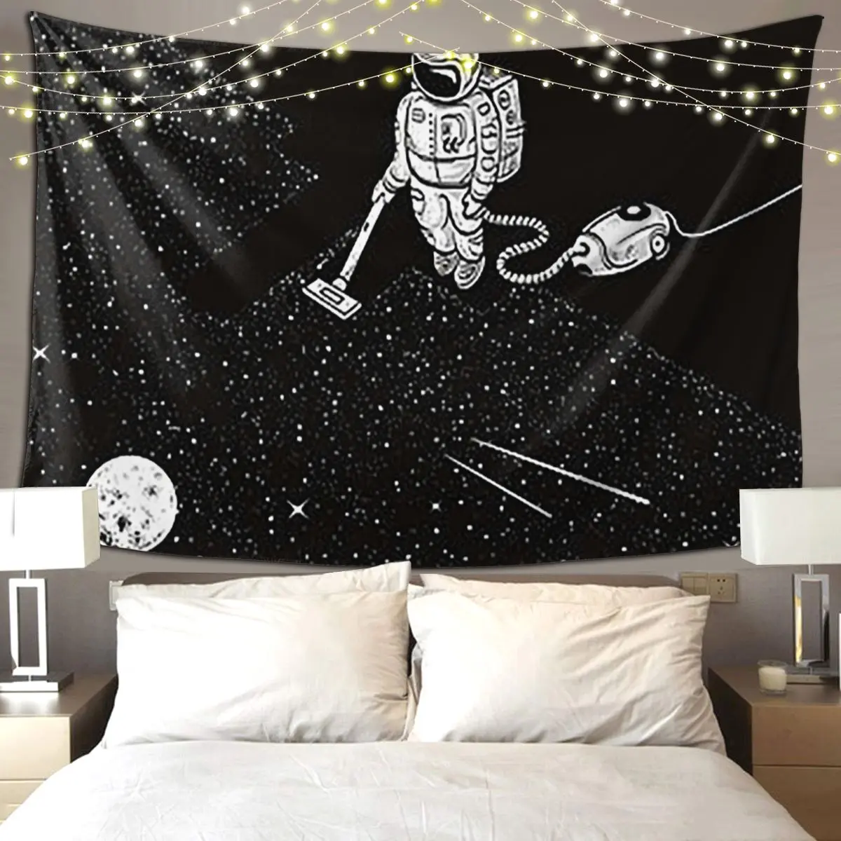 Space Cleaner Tapestry Funny Wall Hanging Aesthetic Home Decoration Tapestries for Living Room Bedroom Dorm Room