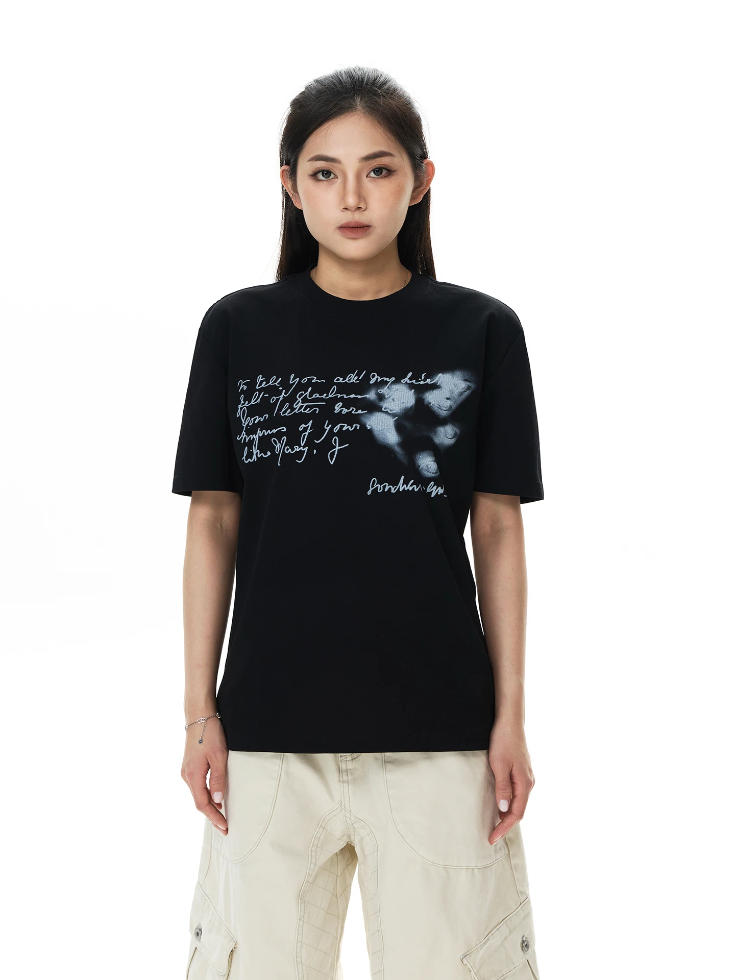 

Talk Later American Style Short Sleeve T-Shirt Women's Summer Slim Fit Streetwear Letter Print Casual round Neck Top