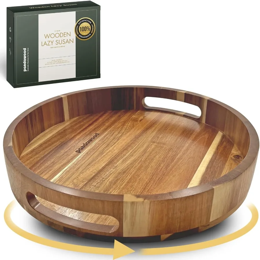 

Lazy Susan Organizer 12 Inch Wooden Lazy Susan Turntable Organizer Table Top Countertop Cabinet Pantry Dining Table 100 Acacia