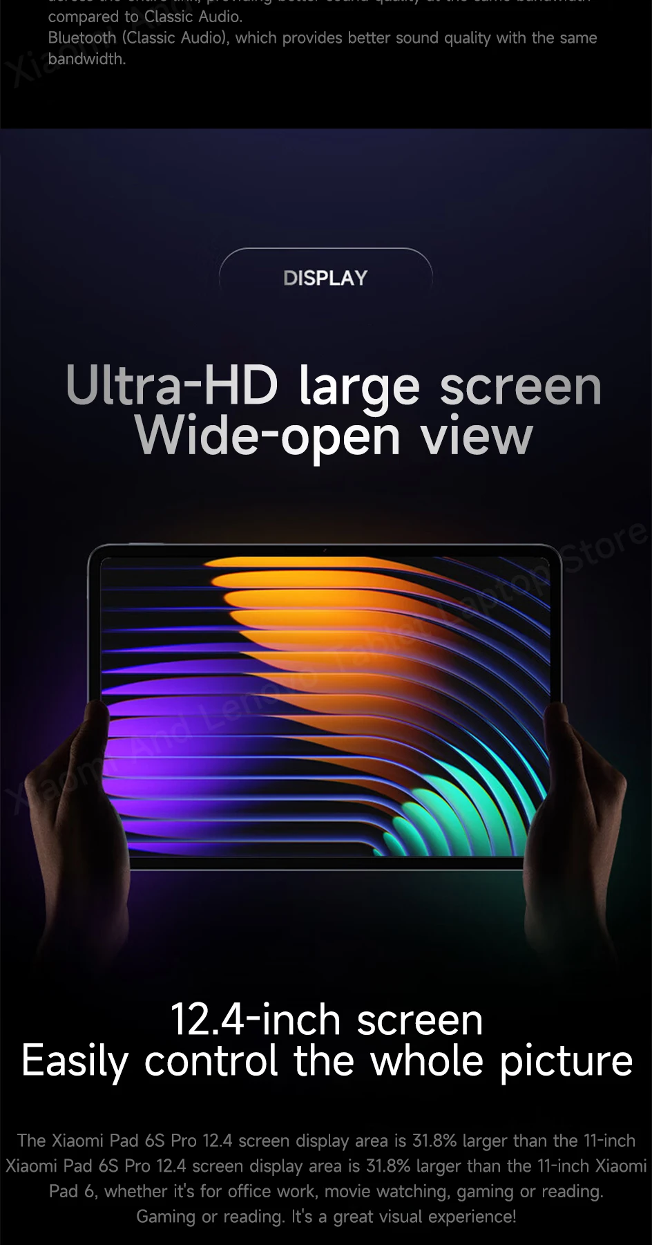 Xiaomi Tablet Xiaomi Pad 6S Pro 12.4 Snapdragon 8 Gen2 12.4" 3K 144Hz Display Hyper OS 10000mAh 120W Super Fast Charge Tablet PC