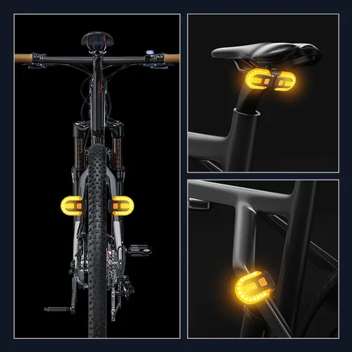 Imagen 2 del producto Lámpara trasera de bicicleta inteligente, luces de señal de giro remotas inalámbricas, luz trasera LED impermeable, lámpara de advertencia de fácil instalación