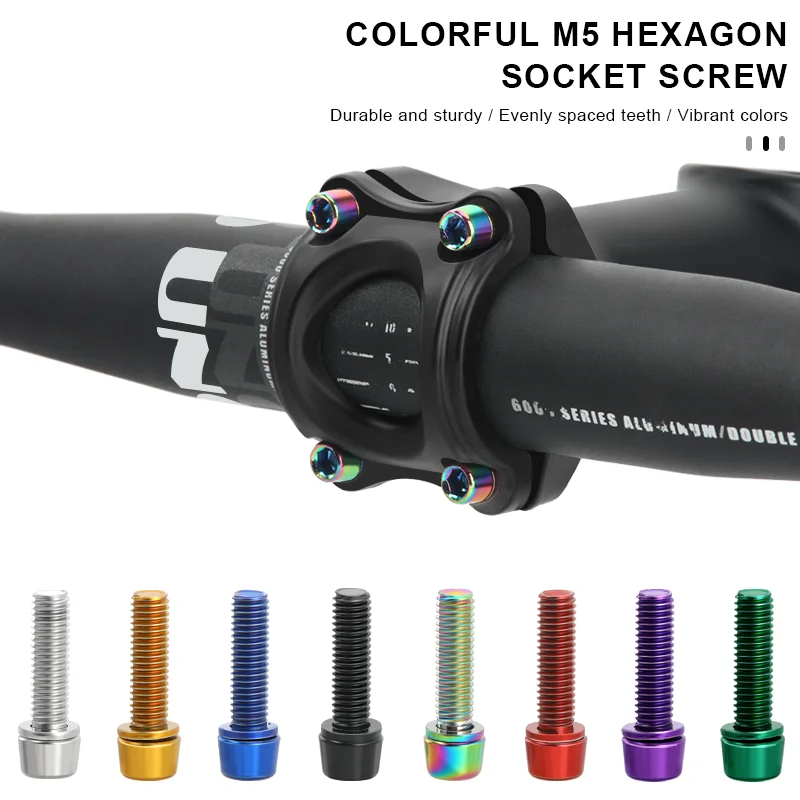 6pcs/set Bicycle Handlebar Screws M5*18MM Titanium-plated Colorful Steel MTB Bike Handle Bar Stem