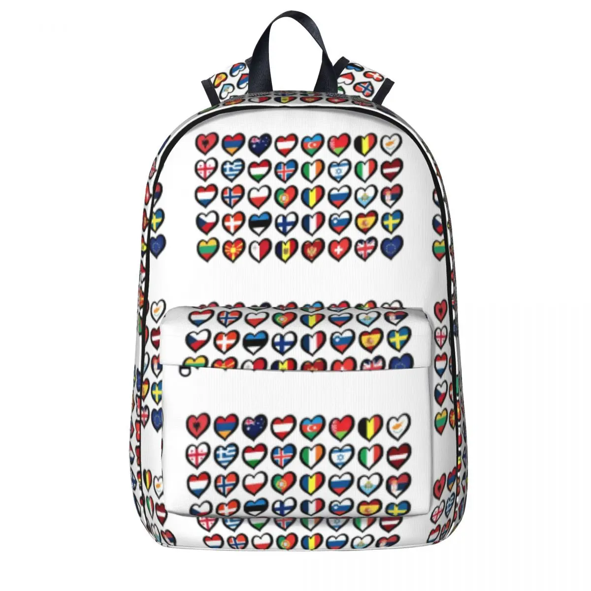 Eurovision Song Contest Flags Hearts Backpacks Large Capacity Student Book bag Shoulder Bag Travel Rucksack Children School Bag