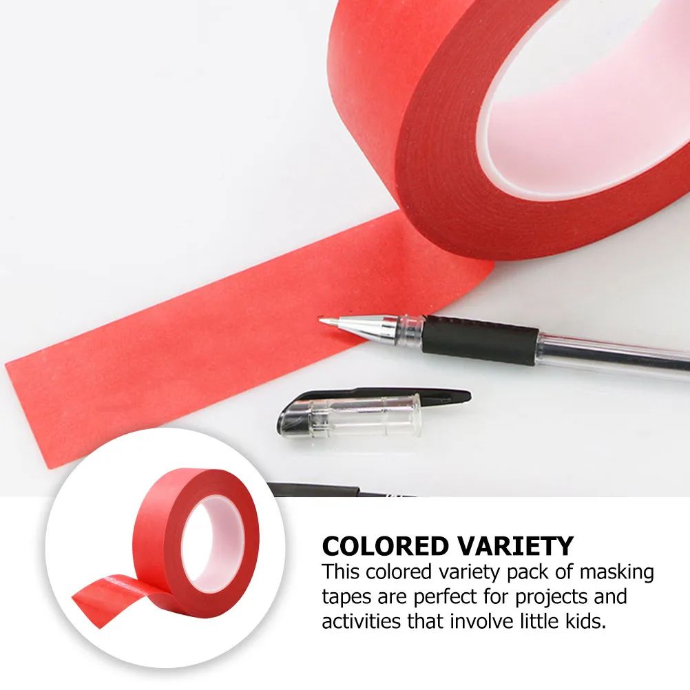 3 Red Masking Tape High Temperature Resistant Adhesive Craft Paper Tape for Painting DIY Projects Kids Art Activities
